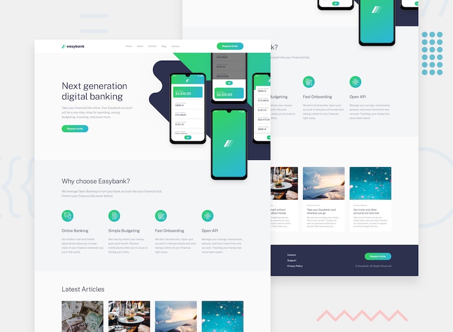 easy bank landing page
